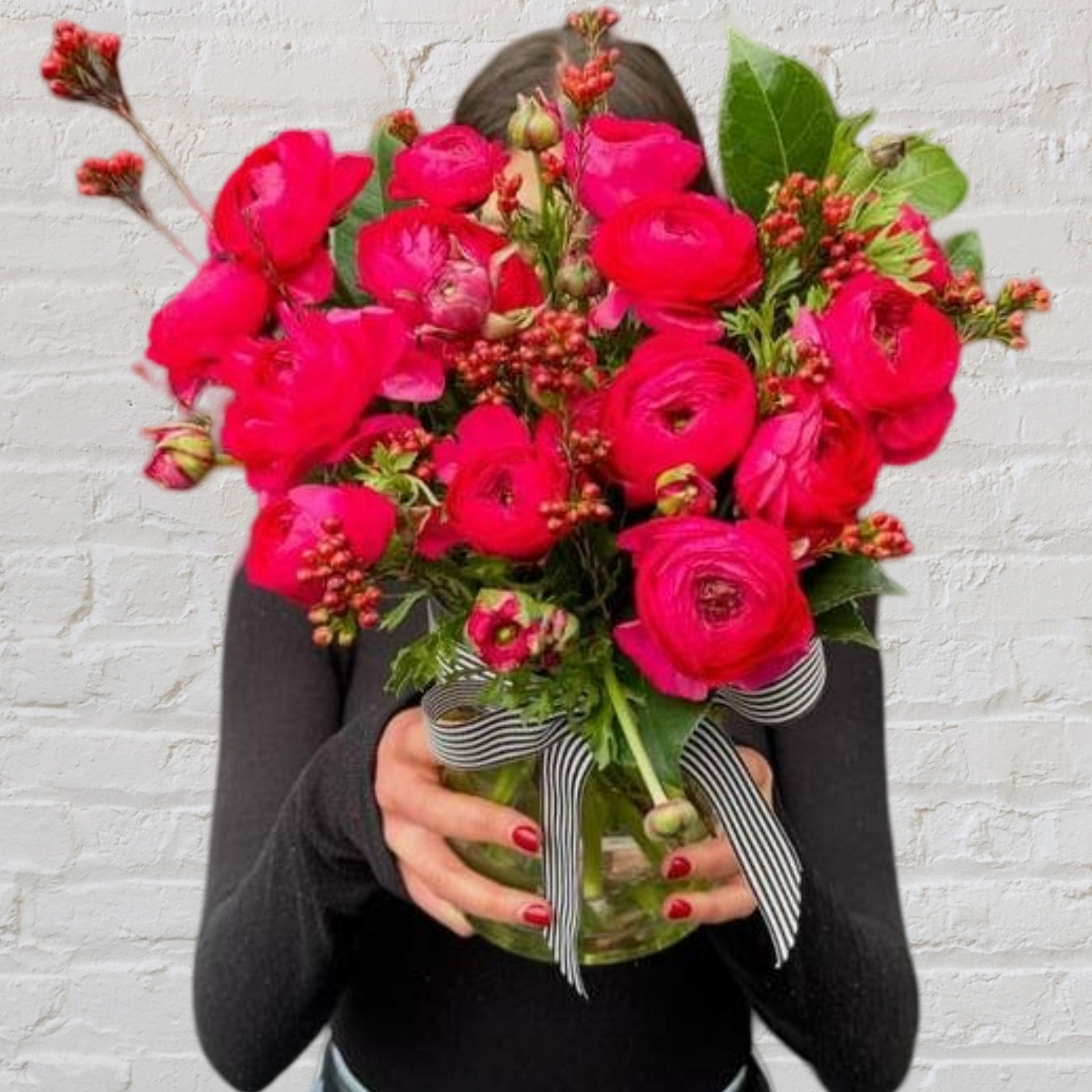 Ranunculus in a free vase